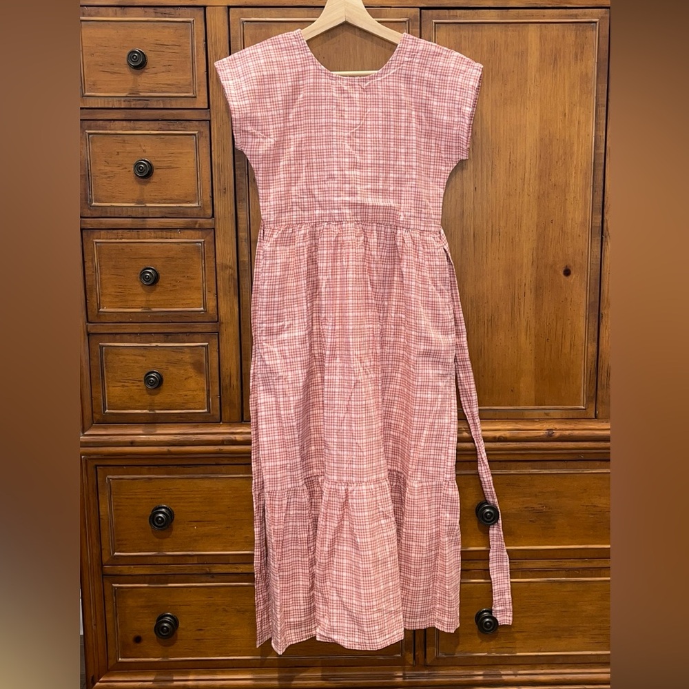 Little Cottonwood Golden Hour Lily Sleeveless Dress in Pink Plaid